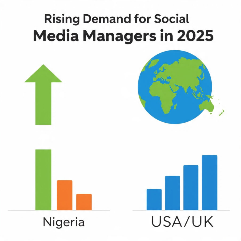 Social media manager career growth and salary comparison chart in 2025.